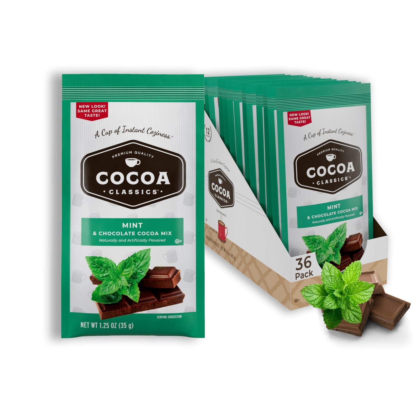 COCOA CLASSICS Mint Cocoa Mix, Hot Chocolate, Gluten Free, 1.25oz Packets (Pack of 36)