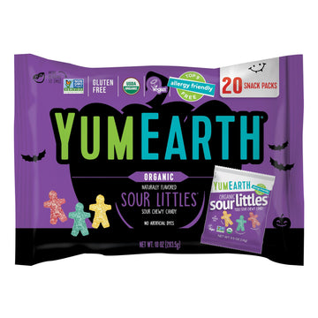 YumEarth Halloween Organic Sour Littles Chewy Candy - Allergy Friendly (Top 9 Free), No Artificial Dyes or Flavors, Non GMO, Glu