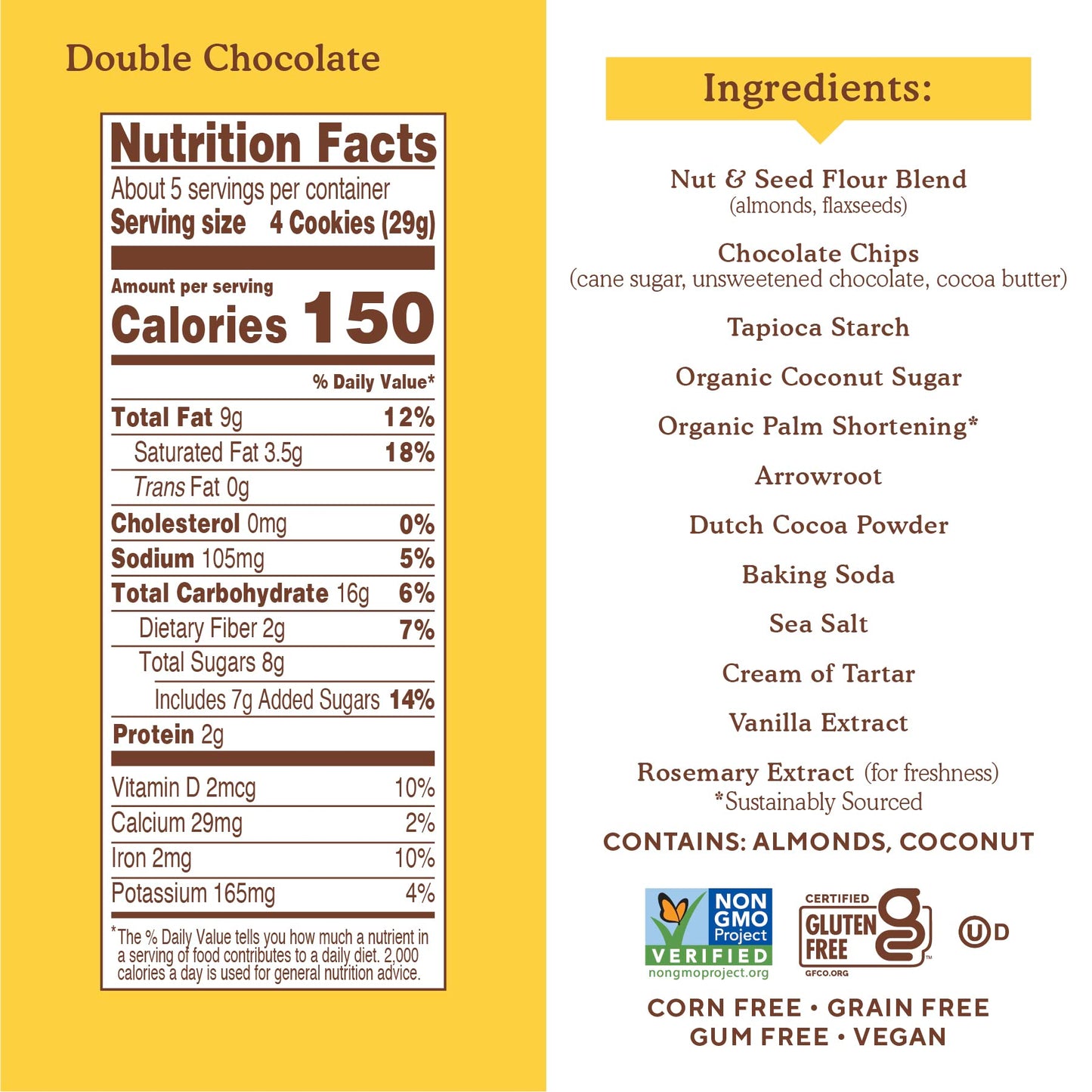 Simple Mills Almond Flour Double Chocolate Chip Cookies, Gluten Free and Delicious Crunchy Cookies, Organic Coconut Oil, Good fo
