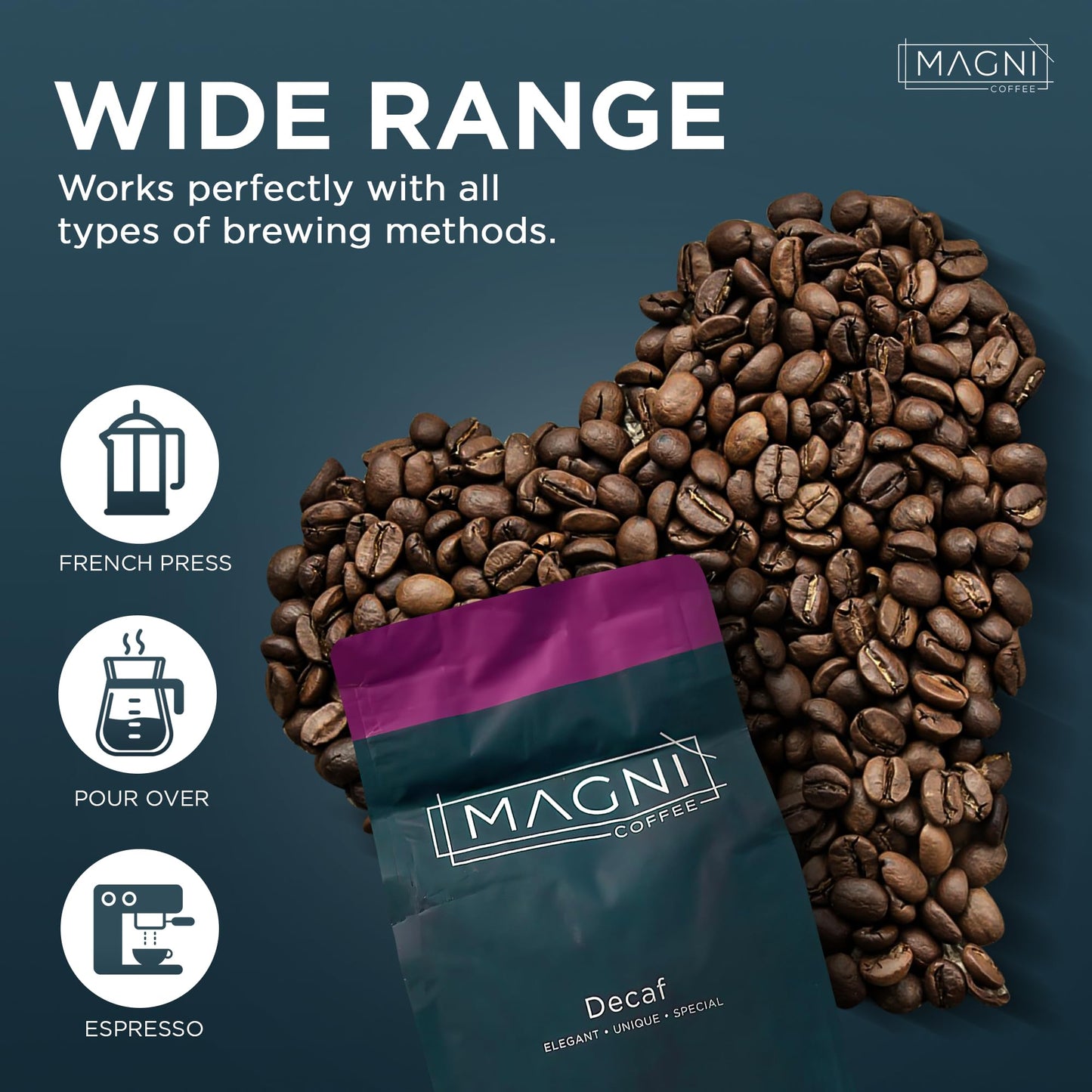Magni Coffee - Ground - Decaf - Low Acid - Single Origin Usda Organic Non-Gmo Beans Third Party Tested For Mycotoxins & Pesticid