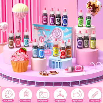 Oil Based Food Coloring For Chocolate 18 Color - Food Color For Valentine'S Day Cake Decorating Candy Melts Food Dye For Oil Fro