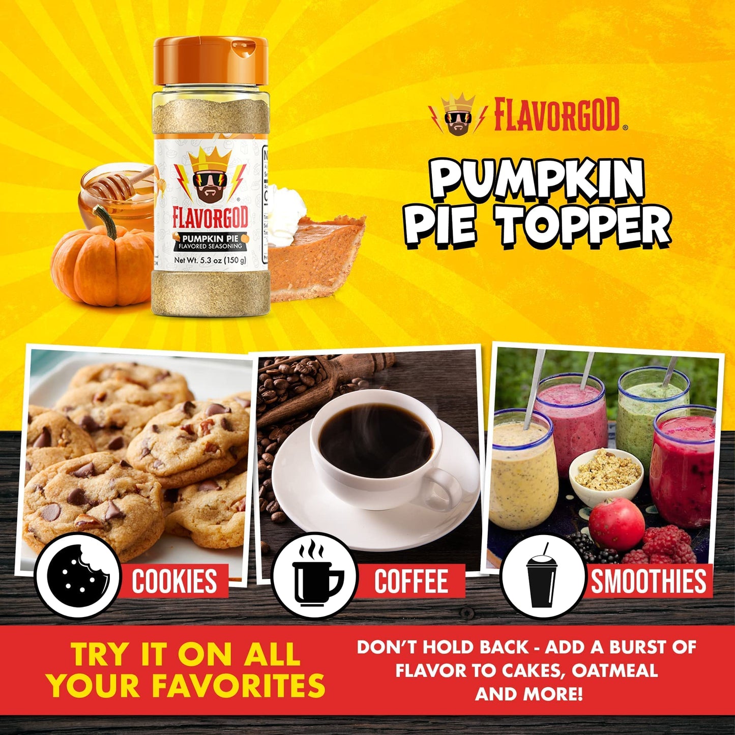 The Original Pumpkin Pie Spice Topper Seasoning Mix, 2 Bottles By Flavor God - Enhanced All Natural & Healthy Spice Blend For Donuts & Smoothies - Great Flavor Spices And Seasoning Gift