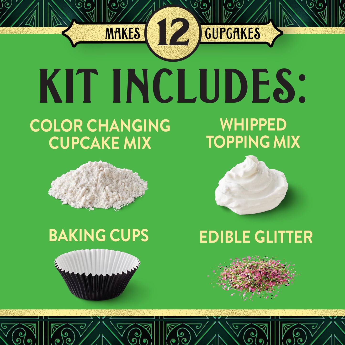 Betty Crocker Wicked Cupcake Kit, Color Changing Baking Kit, Vanilla Flavored, Makes 12 Cupcakes, 11.4 Oz
