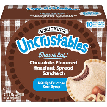 Smuckers Uncrustables Chocolate Flavored Hazelnut Spread Sandwiches, 10 Count, Thaw & Eat