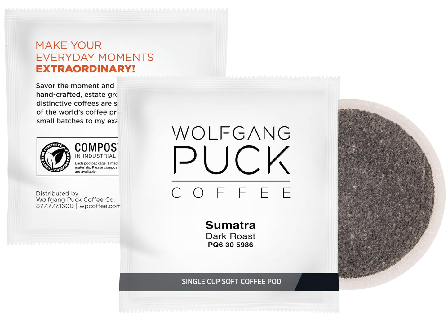 Wolfgang Puck Coffee Soft Pods, Sumatra Kopi Raya, 18 Count (Pack Of 6)