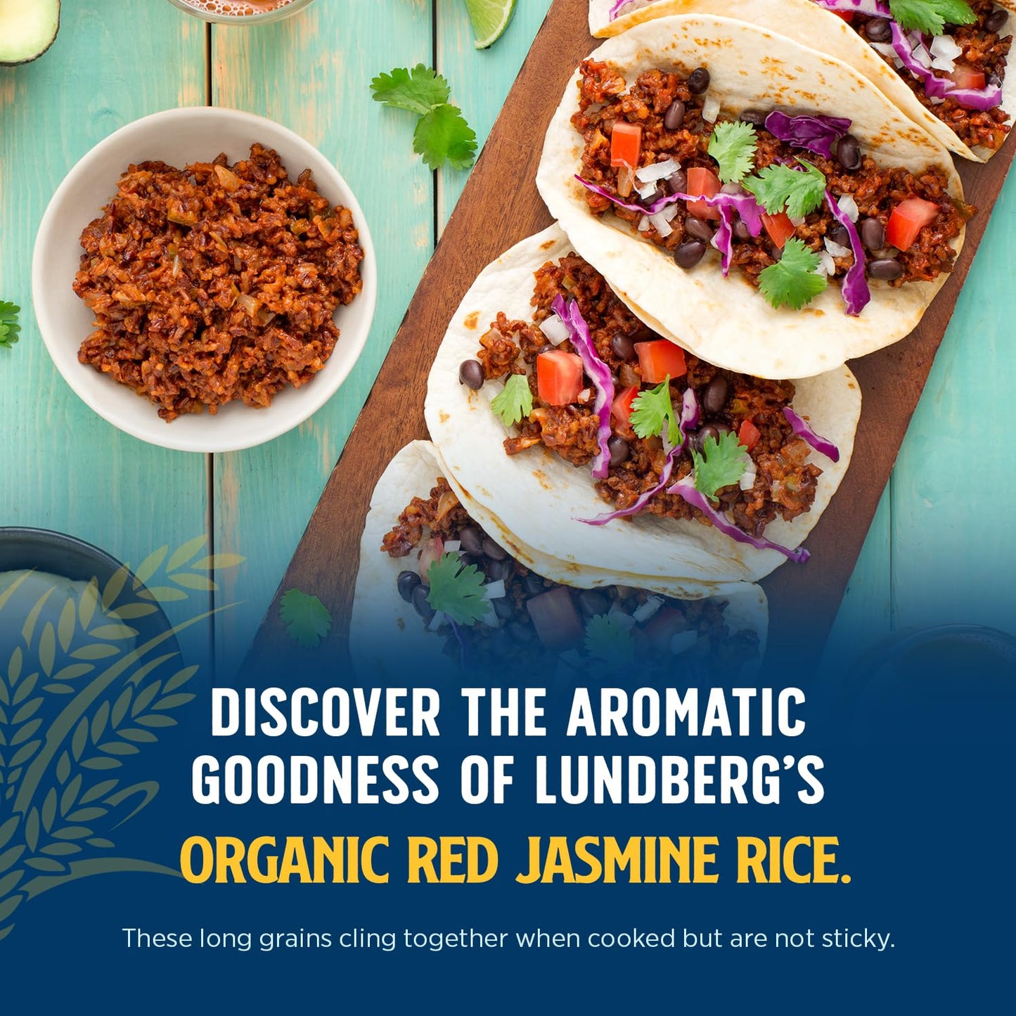 Lundberg Organic Red Jasmine Rice, Long Grain Red Rice - Non-Sticky, Fluffy Aromatic Rice, Organically Grown In California, Pant