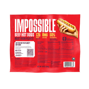 ImpossibleTM Beef Hot Dogs Meat From Plants, Fully Cooked, 6 Links, 10 oz