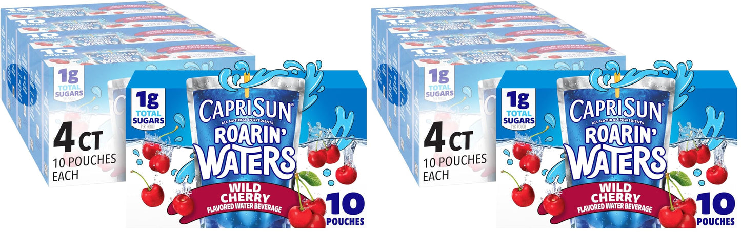 Capri Sun Roarin  Waters Wild Cherry Ready-to-Drink Juice (40 Pouches, 4 Boxes of 10) (Pack of 2)