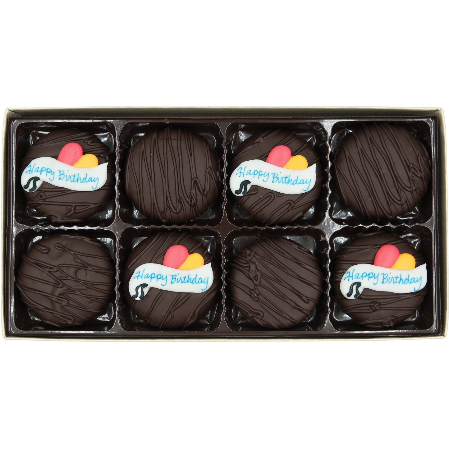 Philadelphia Candies Dark Chocolate Covered Creme Filled Sandwich Cookies, Happy Birthday Gift 8 Ounce