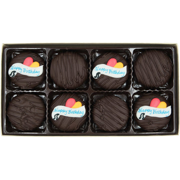 Philadelphia Candies Dark Chocolate Covered Creme Filled Sandwich Cookies, Happy Birthday Gift 8 Ounce