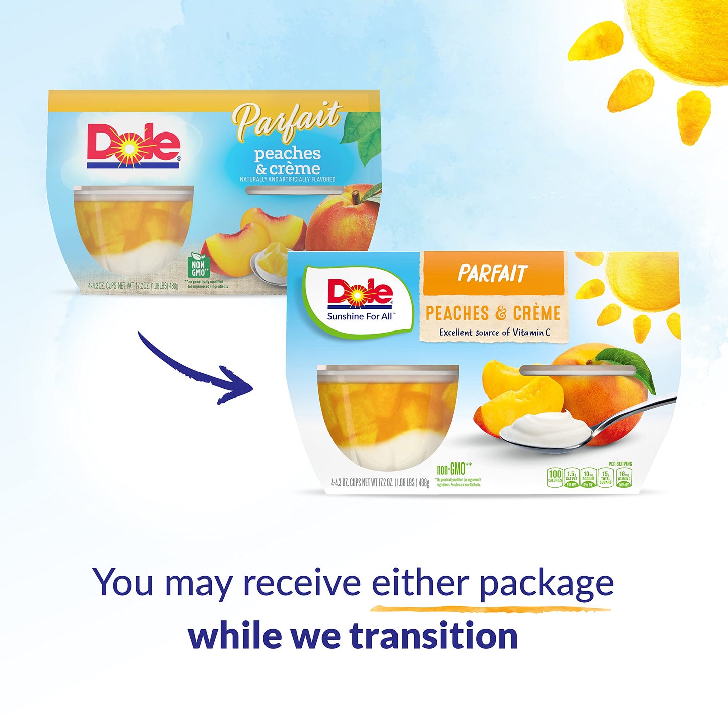 Dole Fruit Bowls Low Fat Peaches & Creme Parfait Snacks, 4.3Oz 24 Total Cups, Gluten & Dairy Free, Bulk Lunch Snacks For Kids &
