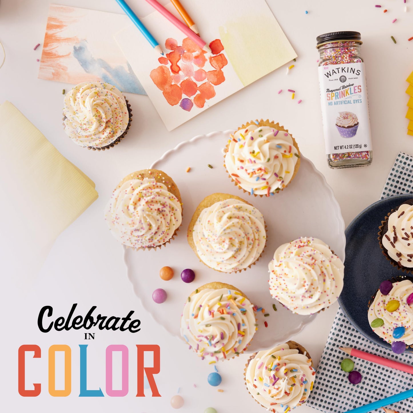 Watkins Gourmet Decorating Sprinkles, Rainbow Nonpareils, 4.2 Oz. Jar, 1 Count
