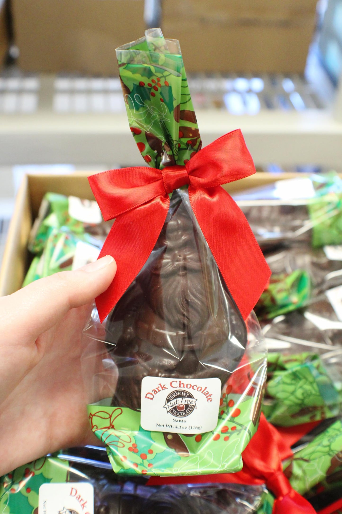 Vermont Nut Free Chocolates Solid Milk Chocolate Santa - Nut Free & Kosher, Holiday Chocolate Santa Gift, Perfect Stocking Stuff