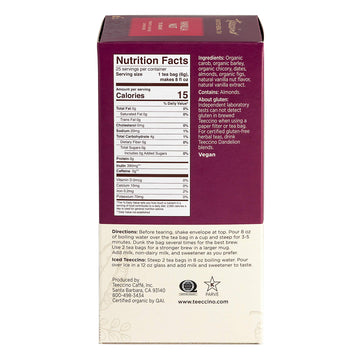 Teeccino Vanilla Nut Herbal Tea - Caffeine Free, Prebiotic, 25 Tea Bags, Rich & Roasted Flavor