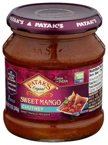 Patak's Sweet Mango Chutney, Mild, 12-Ounce Glass Jars (Pack of 6)