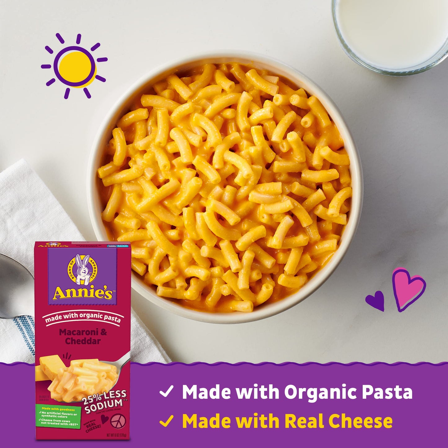 Annie'S Homegrown Macaroni & Cheese - Lower Sodium - 6 Oz - 3 Pack