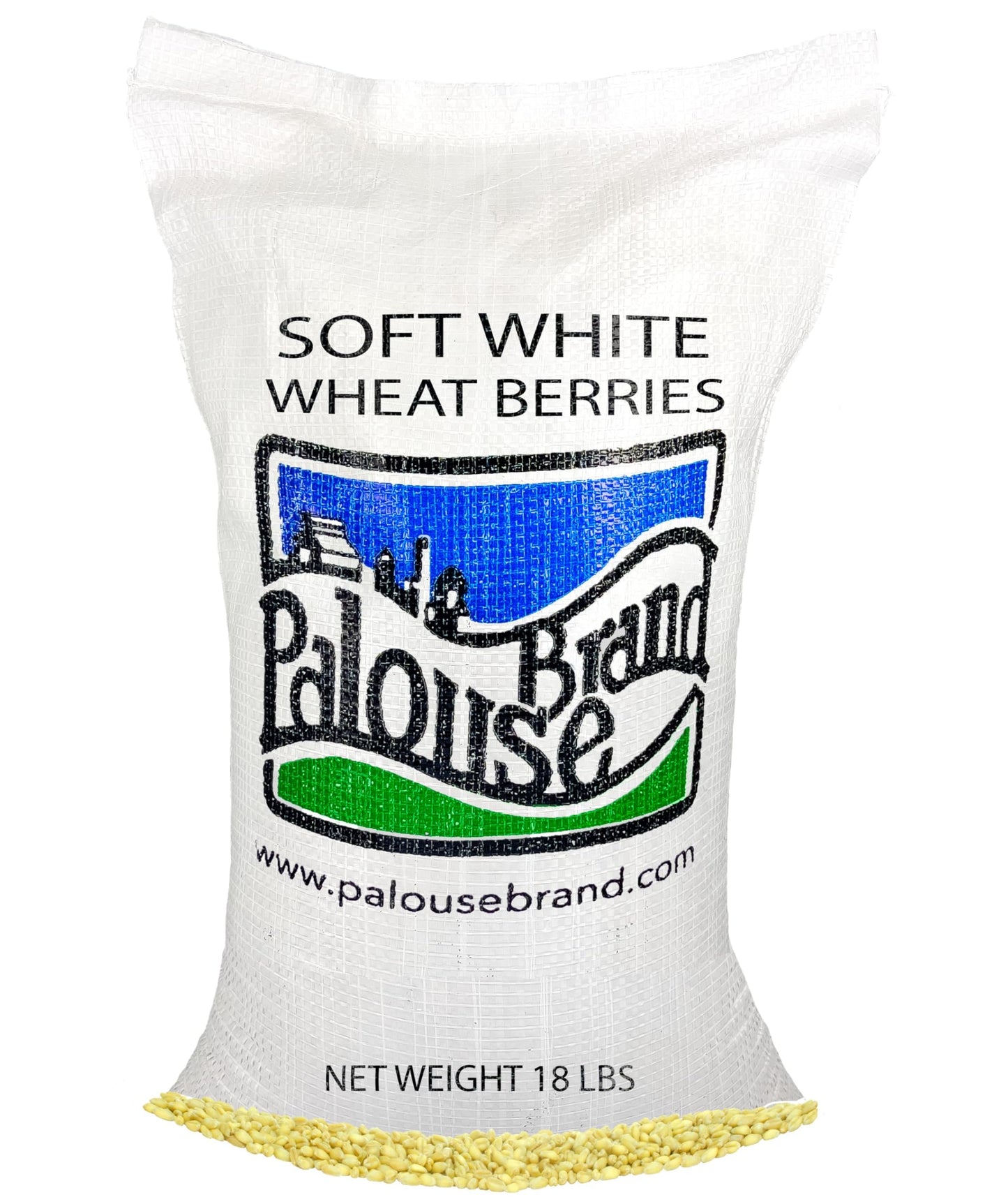 Palouse Brand Soft White Wheat Berries, 18 lbs, Certified Glyphosate Residue Free, Non-GMO, Kosher, Family Farmed in Washington State