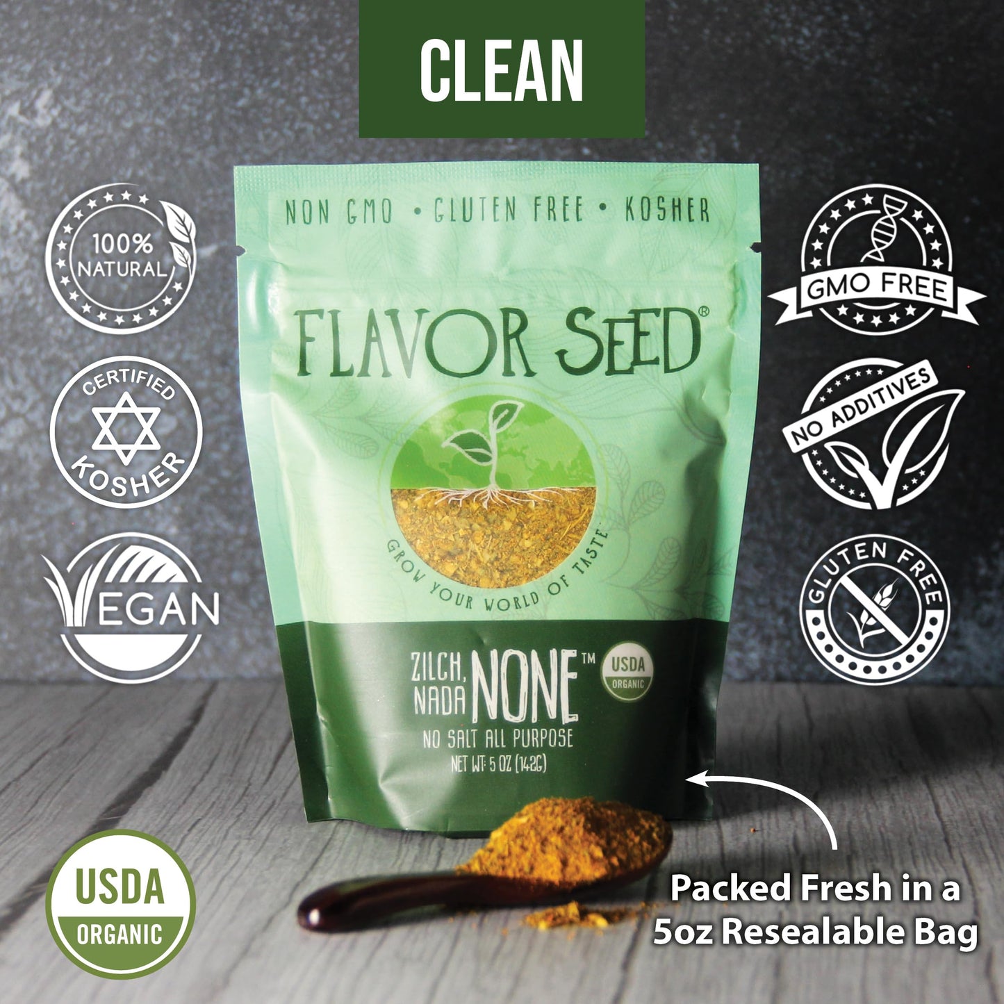 Flavor Seed Zilch Nada None, Organic No Salt Seasoning, Salt Substitute For Cooking With Herbs And Spices, All Purpose Seasoning