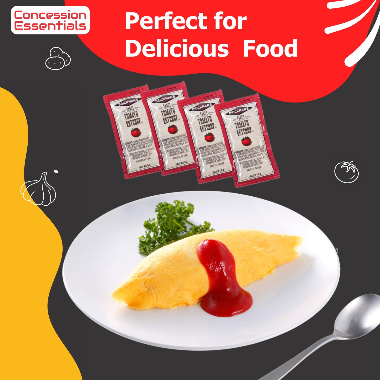 Brickmans Ketchup Packets  9 Grams  Pack of 100