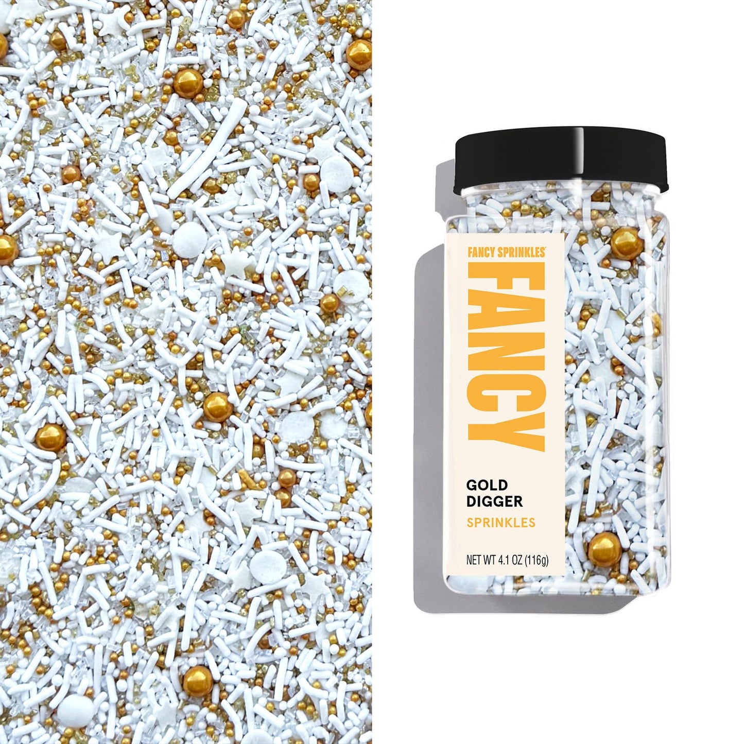 Fancy Sprinkles Gold Digger Sprinkles Real Sugar, For Ice Cream, Cookies, Cakes, Cupcakes, Dessert Decorating Sprinkles (0.5c)