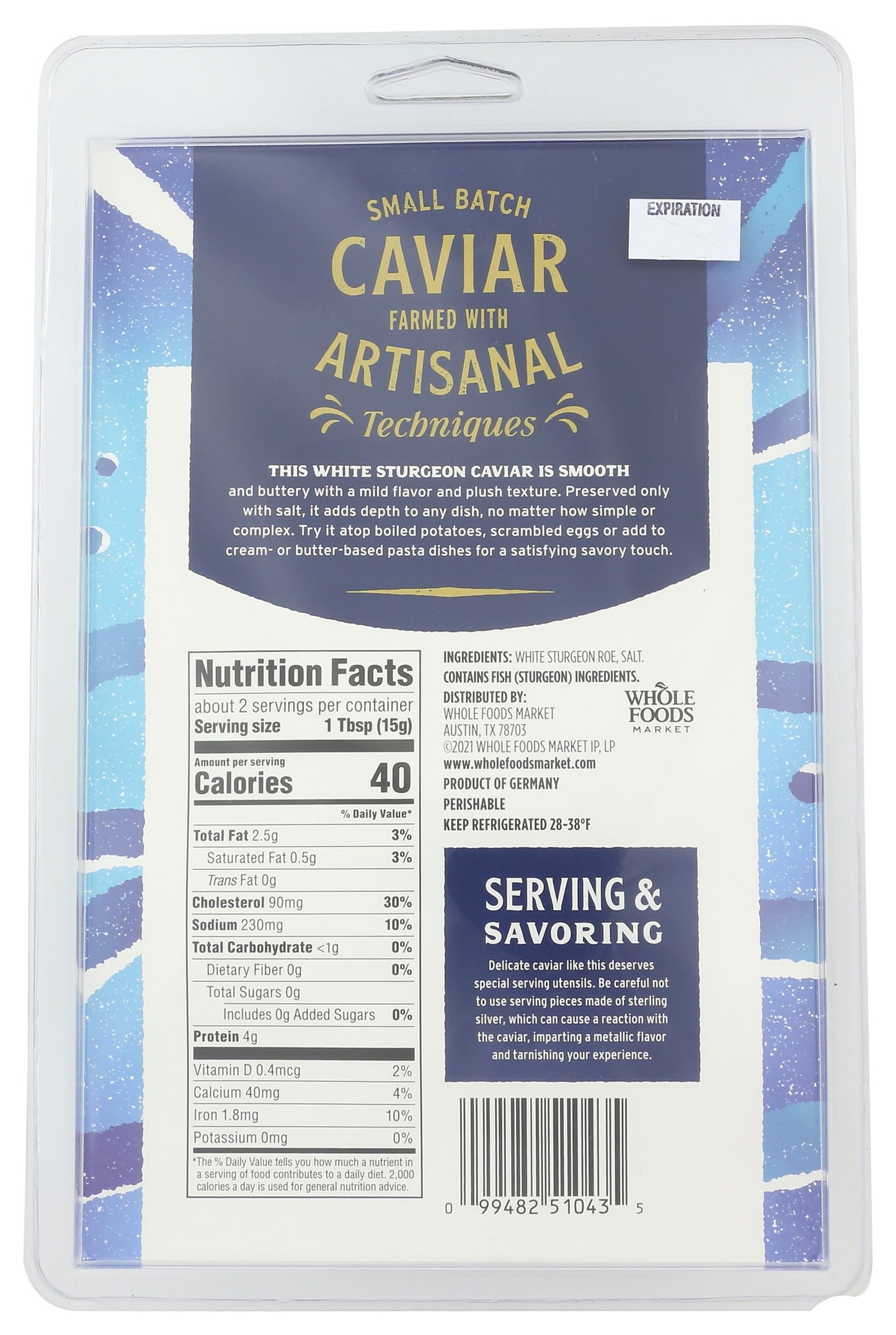 WHOLE FOODS MARKET White Sturgeon Caviar, 1 OZ