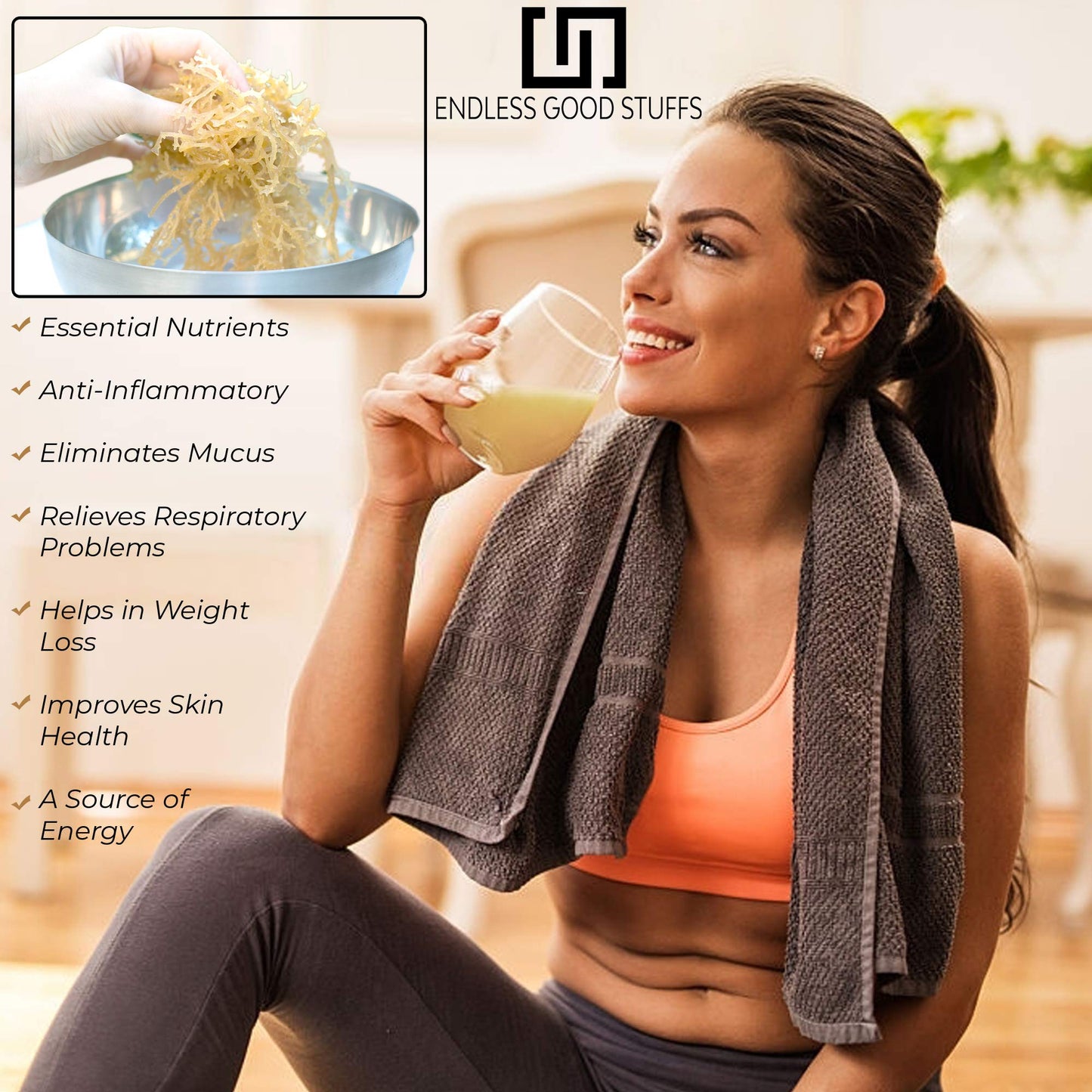 100% Natural Jamaican Irish Sea Moss (16Oz) - Non Gmo No Preservatives, Organic And Wildcrafted - Improve Skin Health - Boost Im