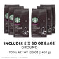 Starbucks Dark Roast Ground Coffee - French Roast - 6 Bags (20 oz each) - 100% Arabica