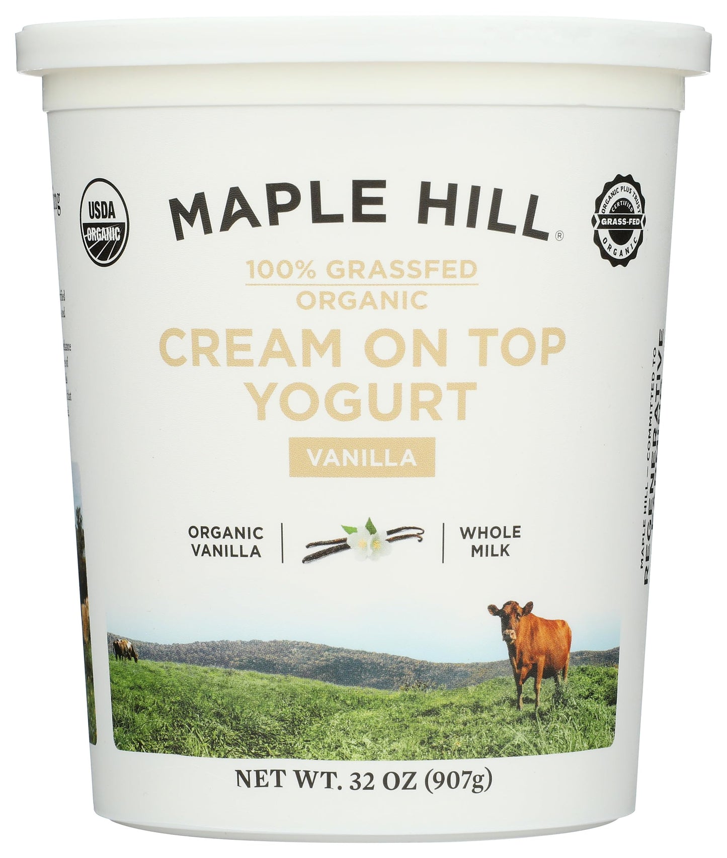 Maple Hill Creamery Yogurt Vanilla 100%Gr sugar freed  32 oz