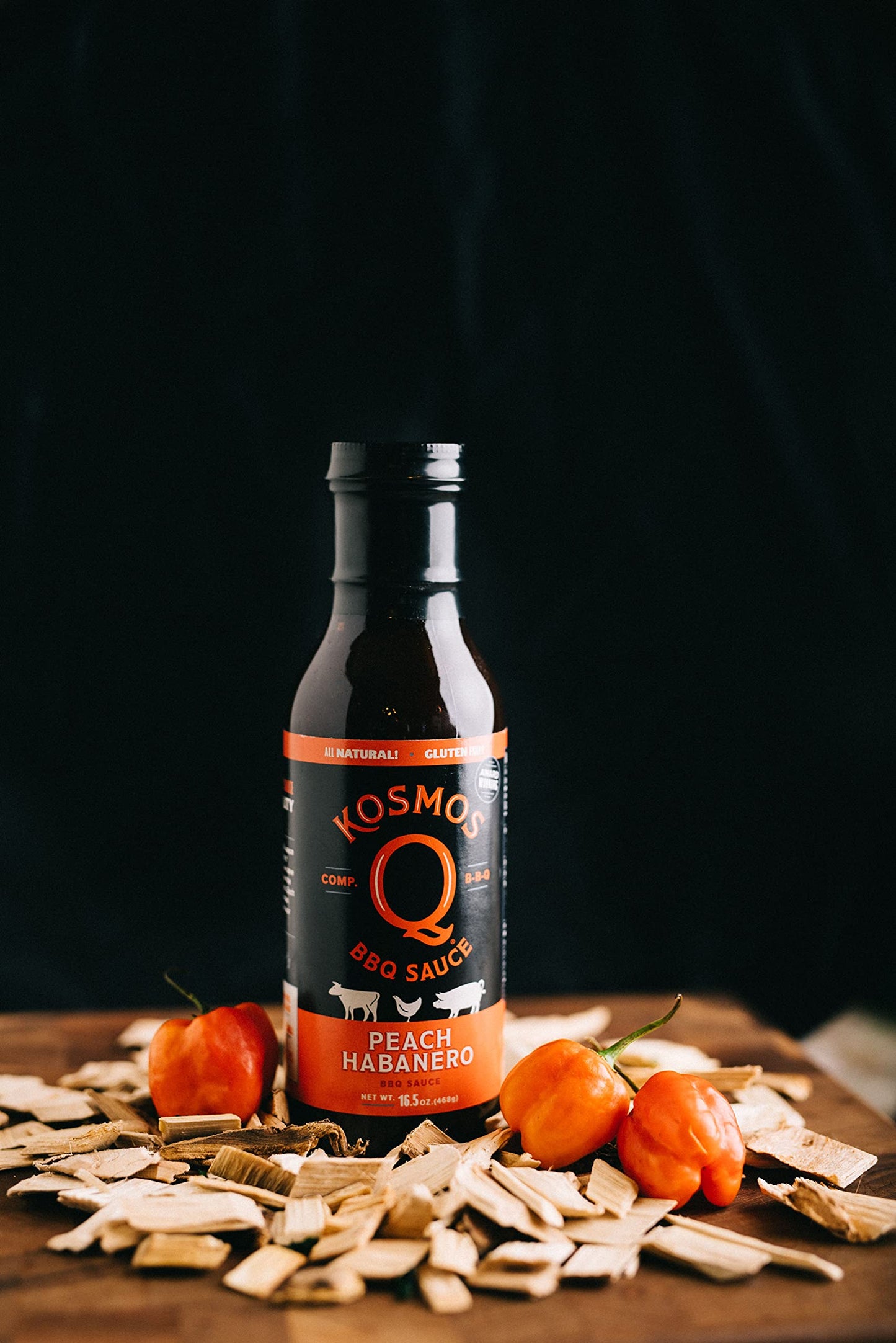 Kosmos Q Peach Habanero BBQ Sauce - 15.5 Oz Bottle for BBQ & Marinades w/ Sweet and Spicy Flavor - Thick Barbecue Sauce for Tend