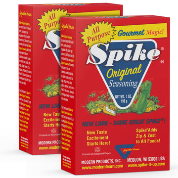 Spike Seasoning, Original Gourmet Magic Seasoning Salt Blend - Seasonings And Spices For Cooking, Popcorn Seasoning, All-Purpose Seasoning For More Flavorful, Healthy Meals, 7 Oz (Pack Of 2)