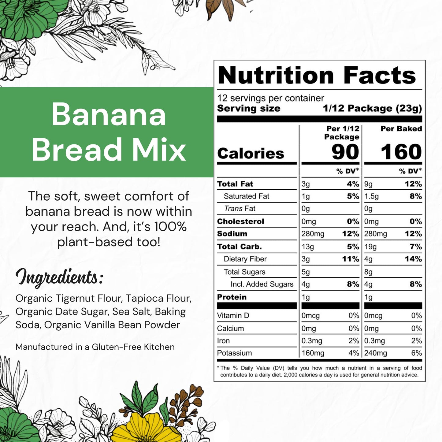 eat G.A.N.G.S.T.E.R. Vegan Banana Bread Mix, Allergy-Friendly Baking Mix, Grain-Free, No Dairy, Nuts, Gluten, Dairy, For Paleo &