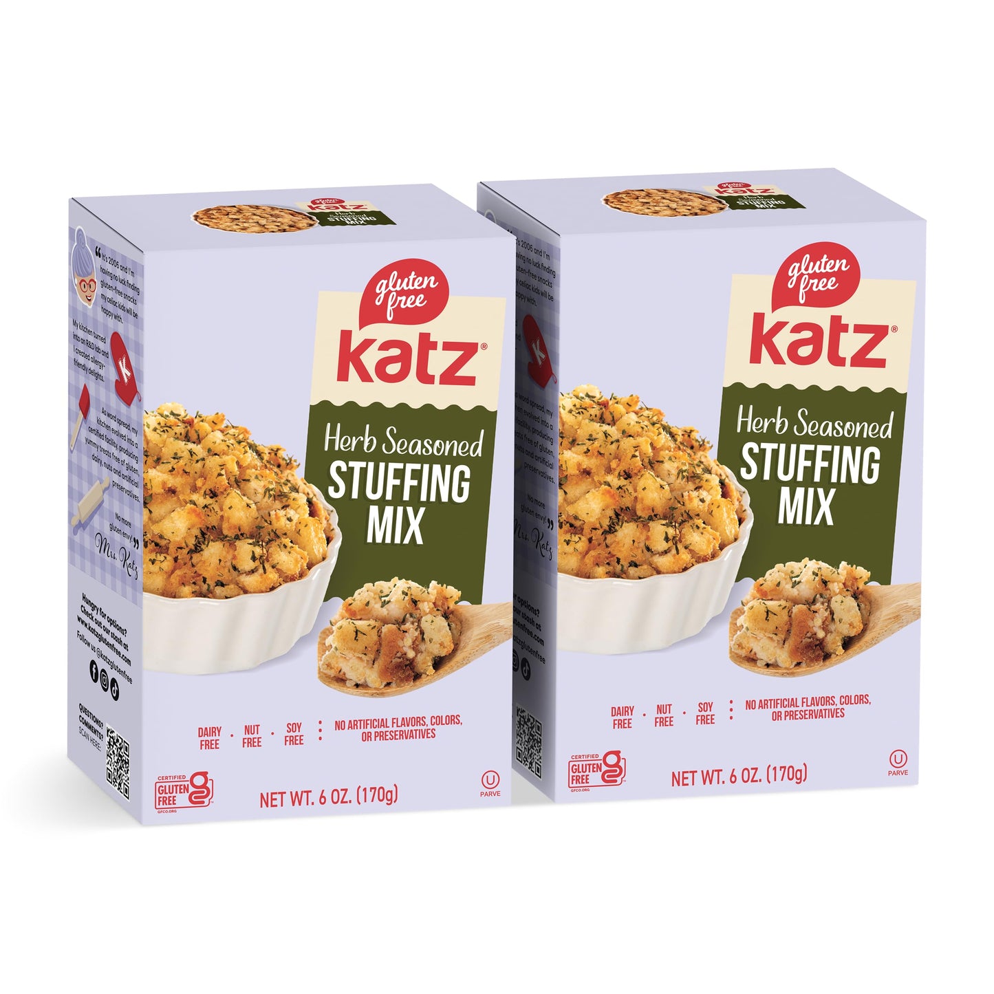 Katz Gluten Free Herb Seasoned Stuffing Mix Perfectly For All Your Holiday And Everyday Cooking Needs  With No Artificial Flavors  Colors  Or Preservatives  Pack of 2 (6 Oz)
