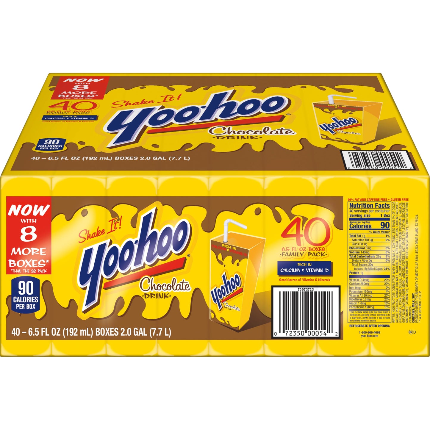 Yoo-hoo Chocolate Flavored Drink  6.5 fl oz Boxes 40 Pack  Ready to Drink  Caffeine-Free  99% Fat-Free  High in Calcium & Vitamin D