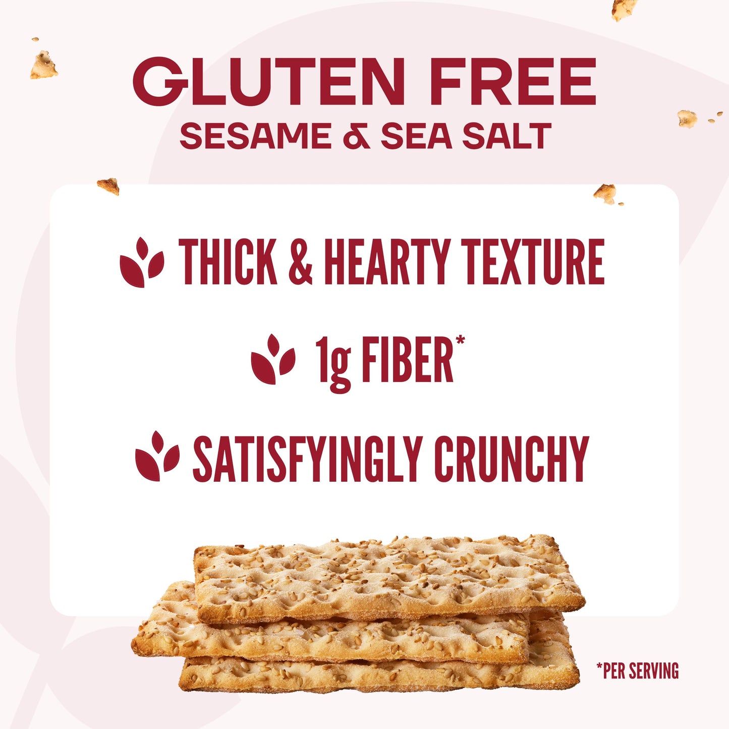 Wasa Gluten Free Sesame & Sea Salt Crispbread, 6.1 oz (Pack of 10), Gluten Free Crackers, Non-GMO Ingredients