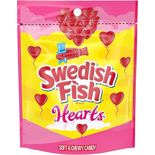 Swedish Fish Soft & Chewy Valentines Day Candy Hearts, 10 Oz Bag