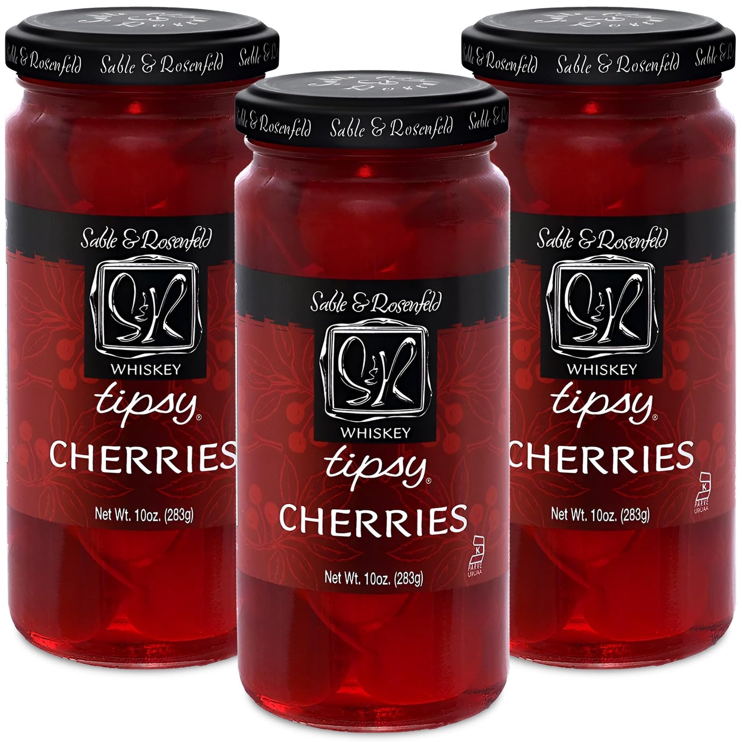 Sable & Rosenfeld Whiskey Cherries Cocktail Garnish - Premium 10 oz (Pack of 3)