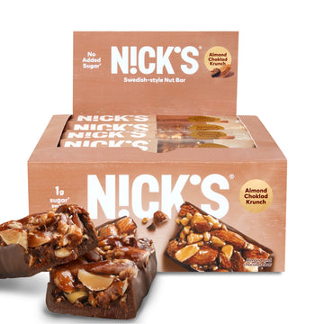 Nick'S Almond Chocolate Snack Bar, Keto Nut Snack For Sports, Hiking & Outdoor Activities, 1G Sugar, 3G Net Carbs, Healthy Snack