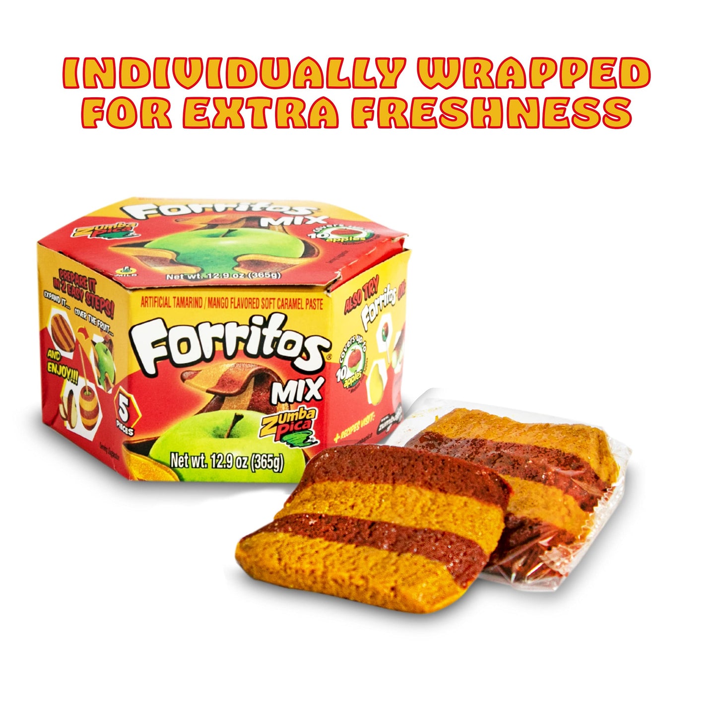 Zumba Pica Forritos - Mango & Tamarind Mix Soft Caramel Paste For Apples - Tamarind Paste To Cover Apples - Tamarindo Mexican Ca