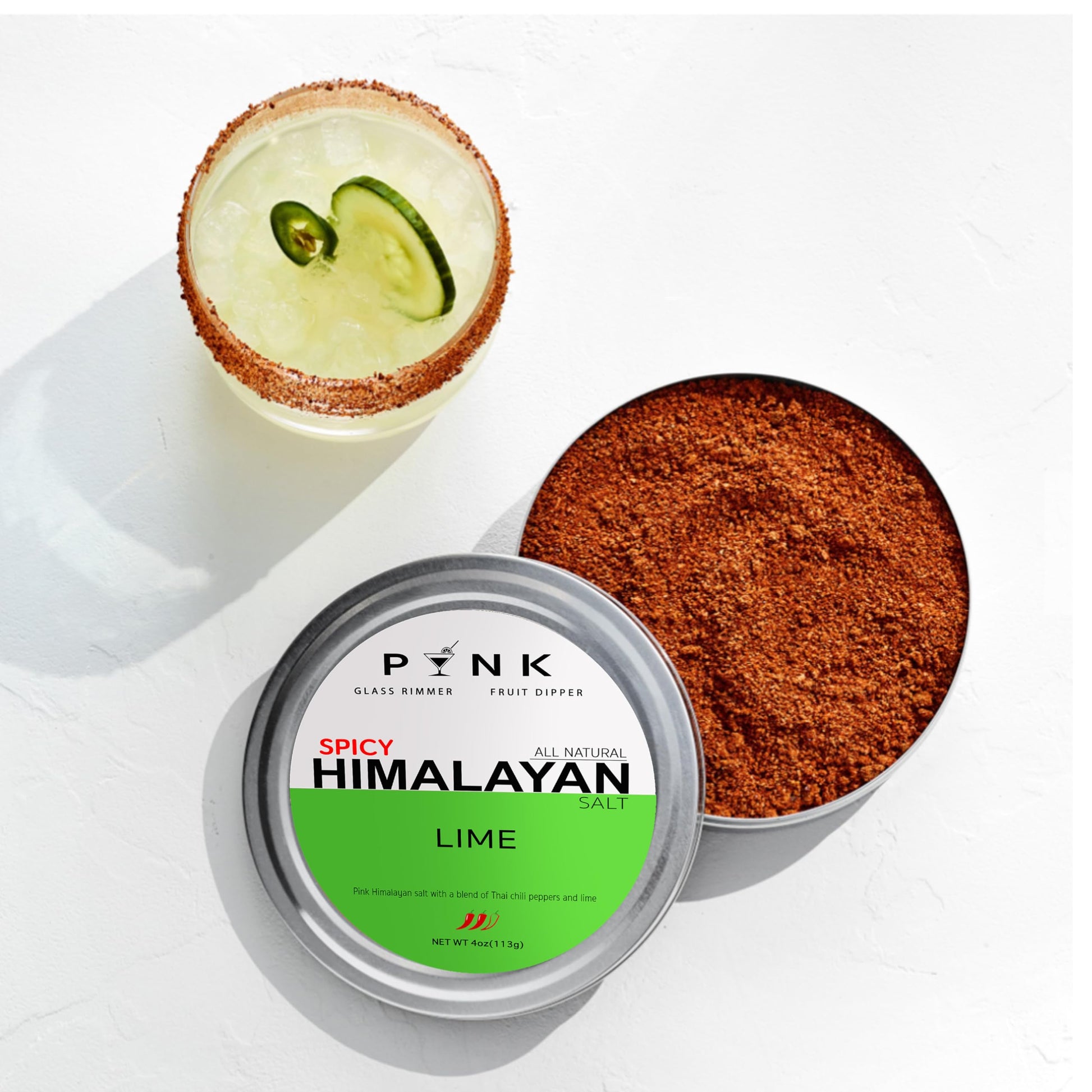 PYNK SALT Zesty Flavored Salt for Margaritas and Cocktails, 4oz Can