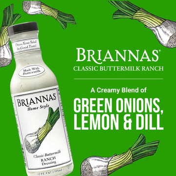 Briannas - Home Style Classic Buttermilk Ranch Dressing - Fine Salad Dressing Made With Premium Ingredients - Gluten Free, Koshe
