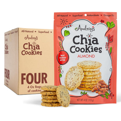 Audreys Chia Cookies - (Almond, 4 Pack), Natural, Antioxidants, Omega-3s, Non-GMO