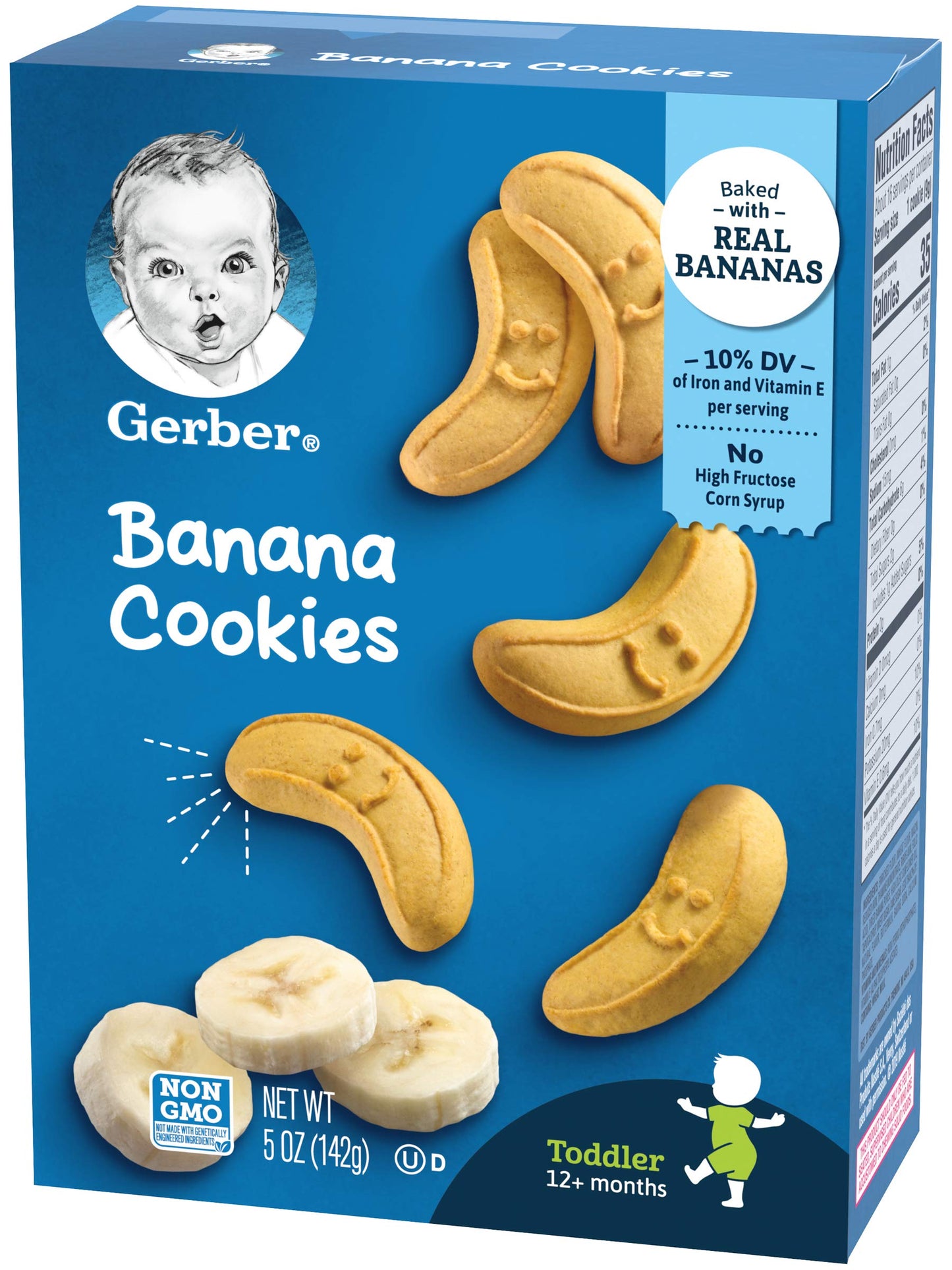 Gerber Toddler Cookies, Banana Cookies, Baked With Real Bananas, Non Gmo Cookies For Toddlers, 5 Ounce Box (Pack Of 5)