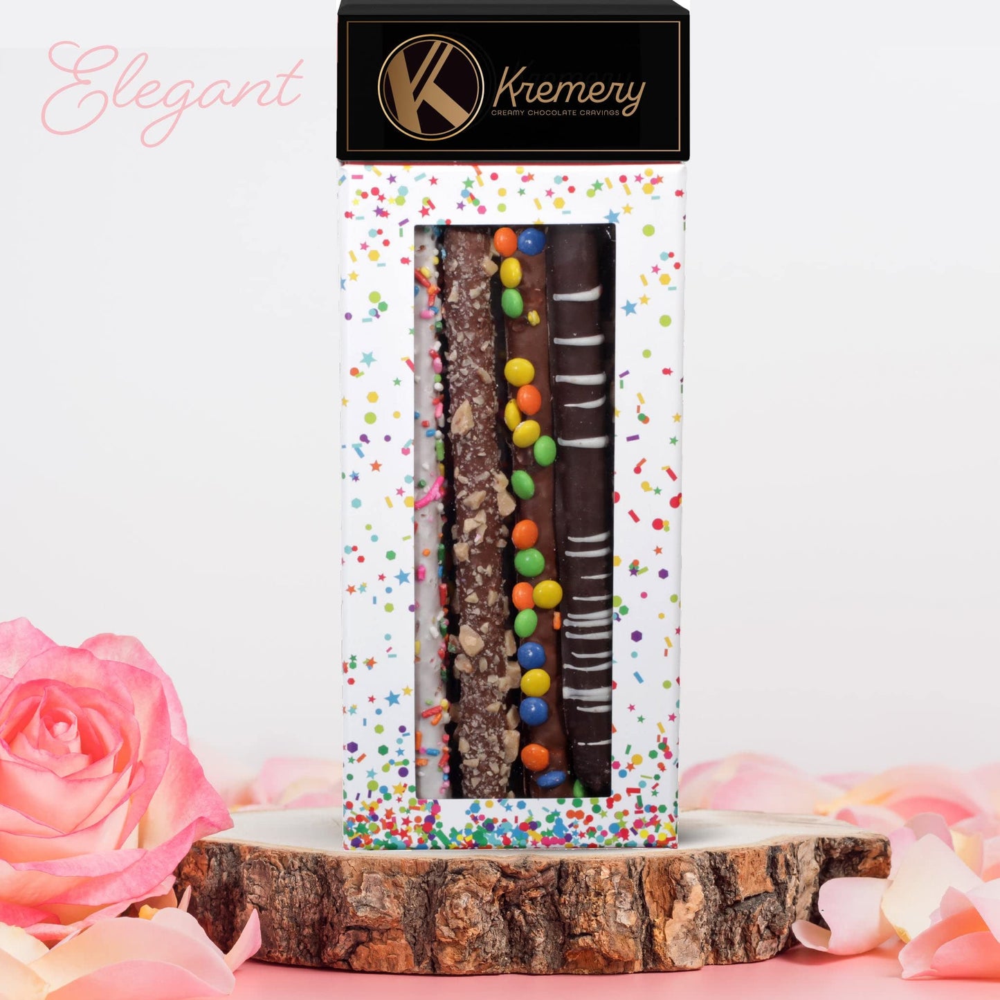 Nut Cravings Chocolate Covered Pretzel Rods Gift Basket - 10 Piece Set, Assorted Toppings, Kosher Dairy, USA Made