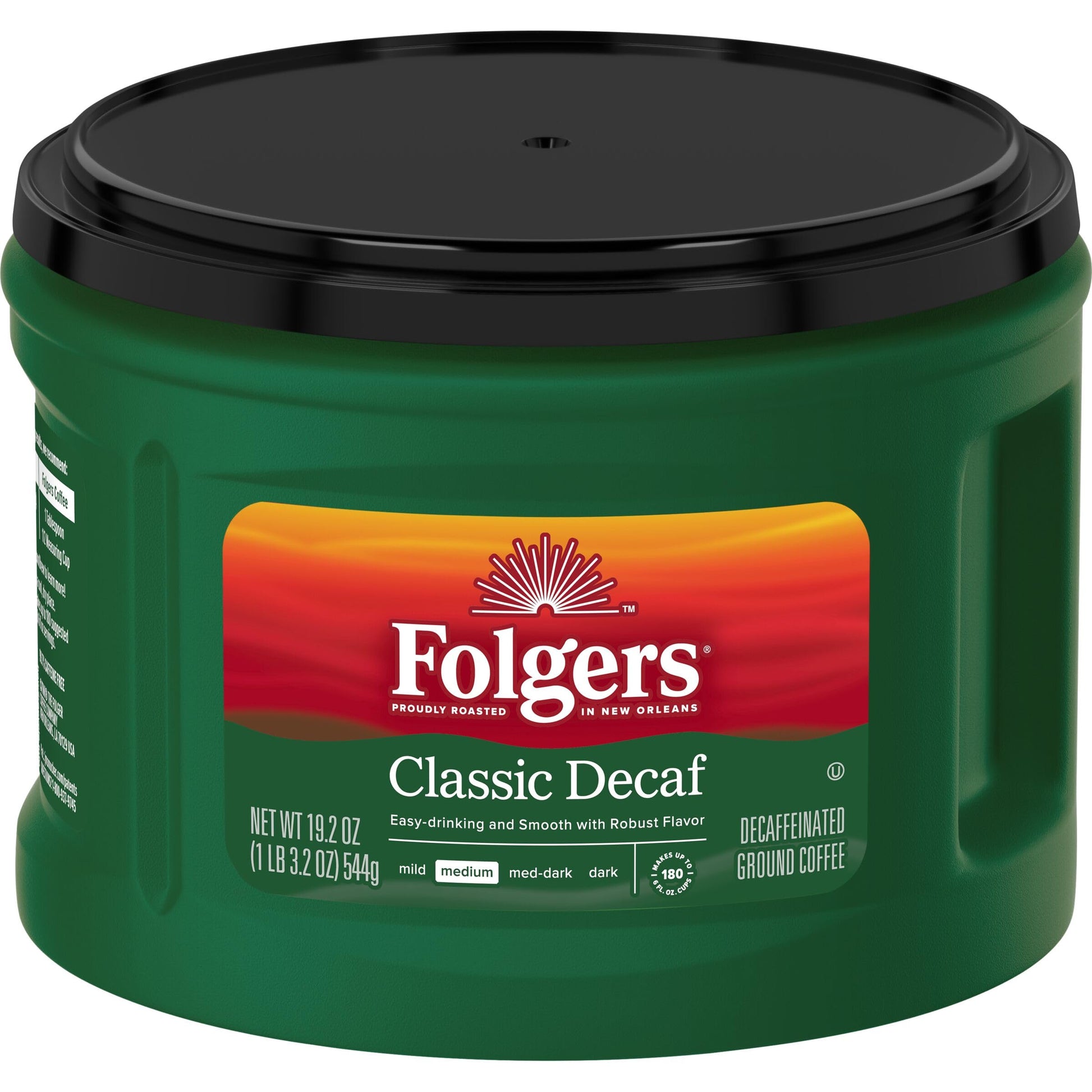 Folgers Classic Decaf Ground Coffee, Medium Roast, 19.2 Ounce (Pack of 6), Red