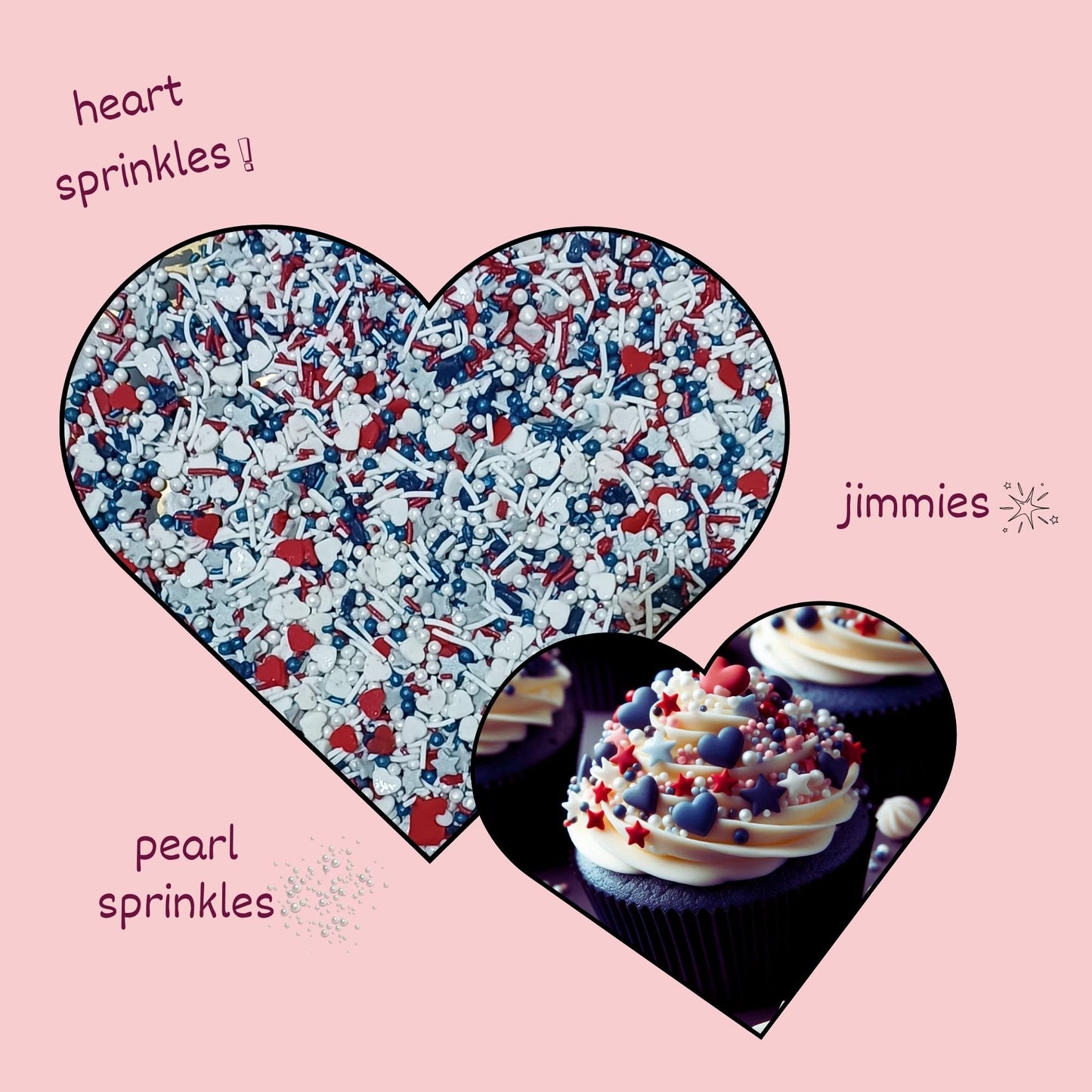 Confect Edible Dessert Sprinkles - Red, White & Navy Blue - Vegan, Gluten-Free - 4.2 Oz