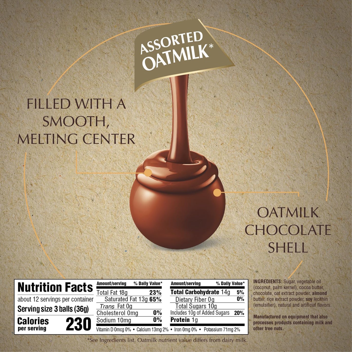 Lindt LINDOR Assorted OatMilk Chocolate Truffles, Non-Dairy, 15.2 oz Full Size