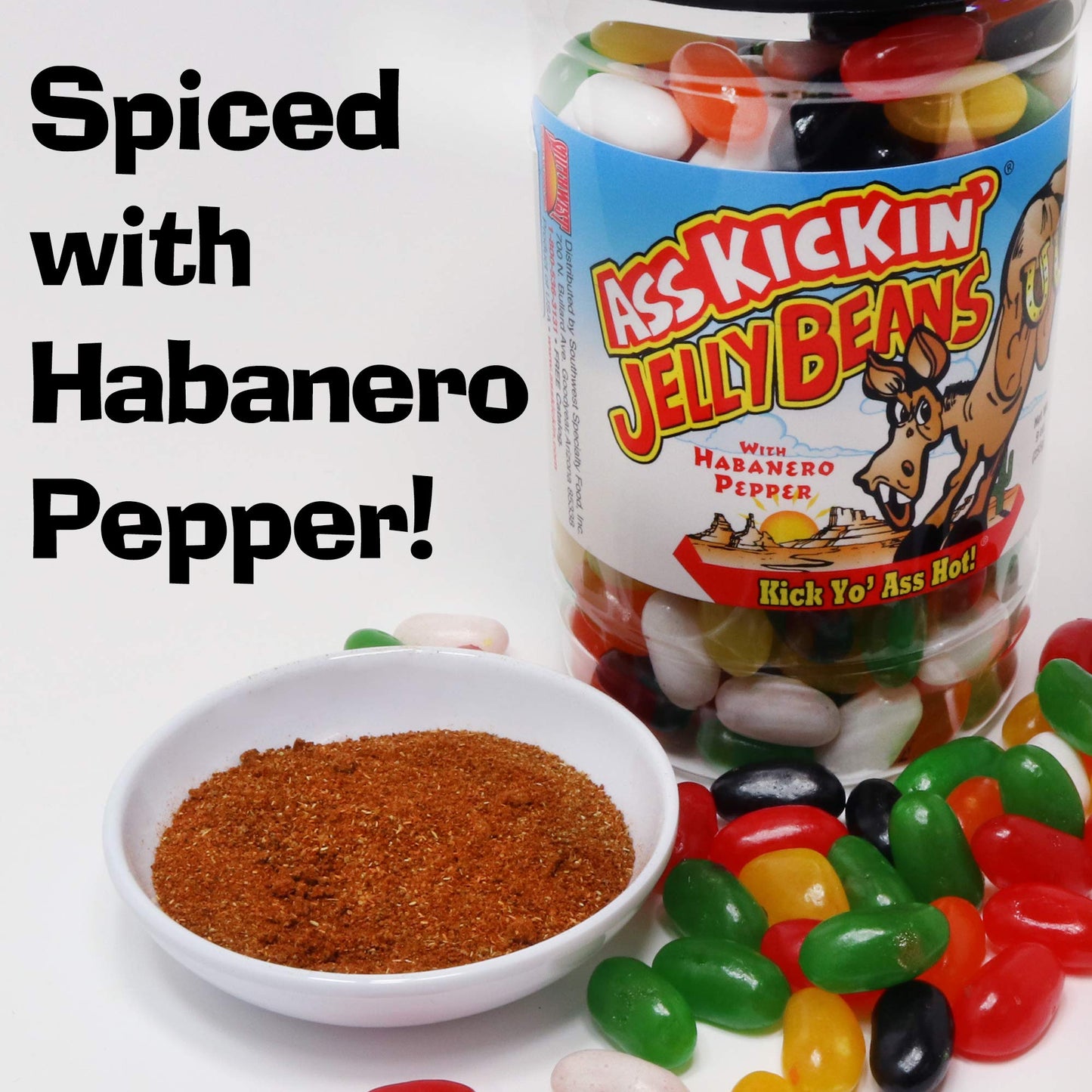 Ass Kickin Hot And Spicy Jellybeans With Habanero Pepper - 9 Oz Resealable Jar - Great For Easter Candy Or A Spicy Food Challeng