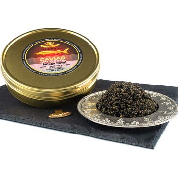 OVERNIGHT SHIPPING- OLMA Kaluga Sturgeon Black Caviar - Large Pearly Grains, Smooth Flavor, Superior Grade - 17.6 oz / 500 g