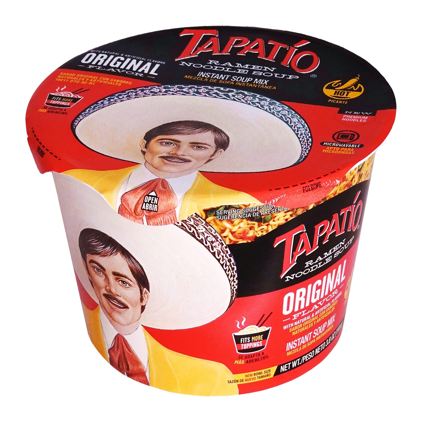 Tapatio Spicy Ramen Noodle Soup Big Bowl - Original Flavor - 3.88 Oz (Bulk Case Of 6)