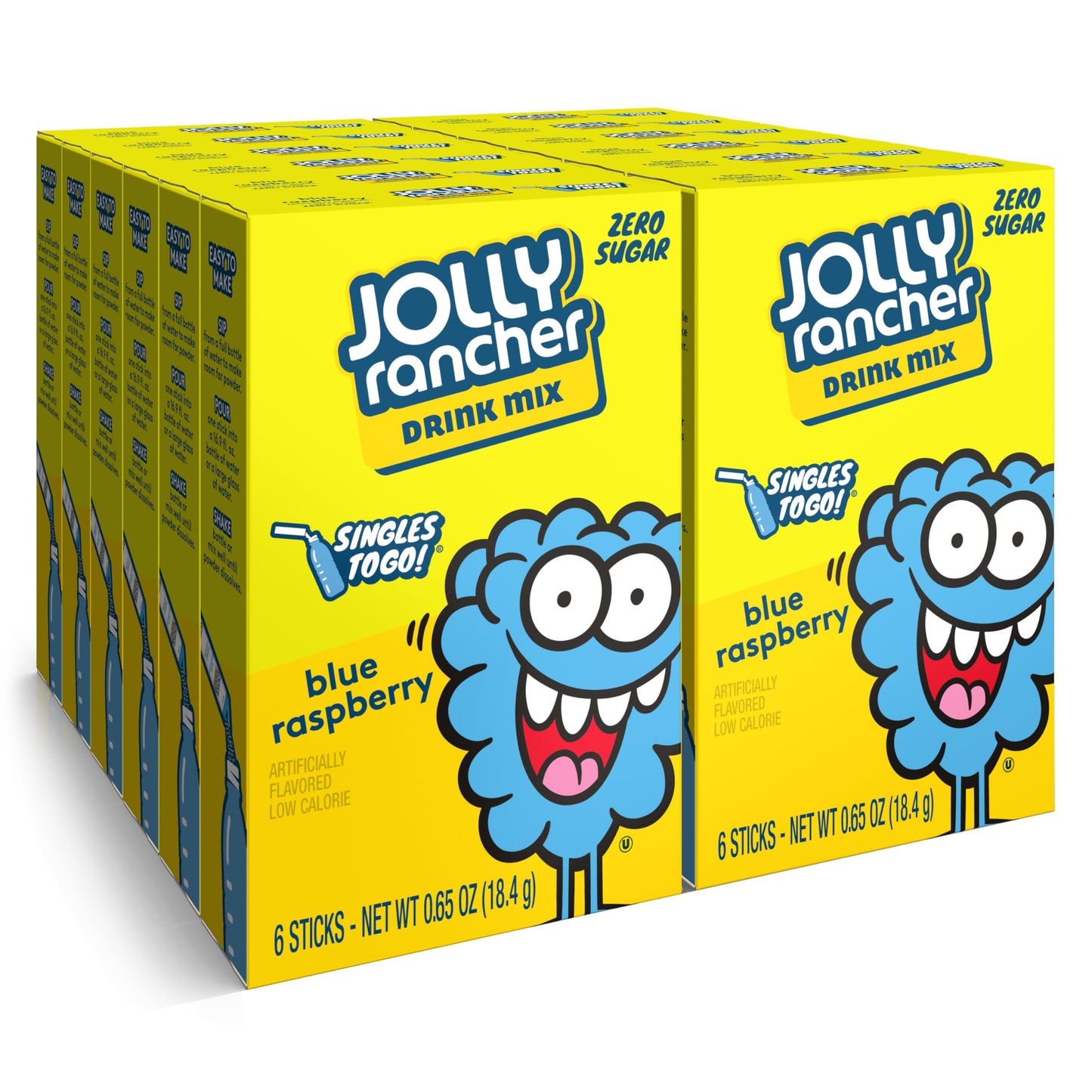 SINGLES TO GO! Jolly Rancher Drink Mix, Blue Raspberry, 12 Boxes with 6 Packets Each, 72 Total Servings, 0.65 Ounce per Pack